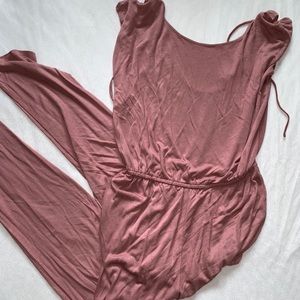 pink tie open back jumpsuit